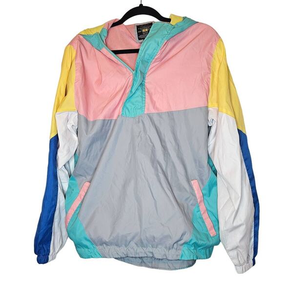Bleecker & Mercer Colorblock 80s style Pullover windbreaker jacket sz Medium - Picture 2 of 10